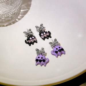Wholesale Purple Gentleman Cat Black Diamond Earrings