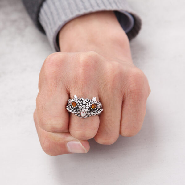 Wholesale Retro Punk Wolf Head Men's Ring Set