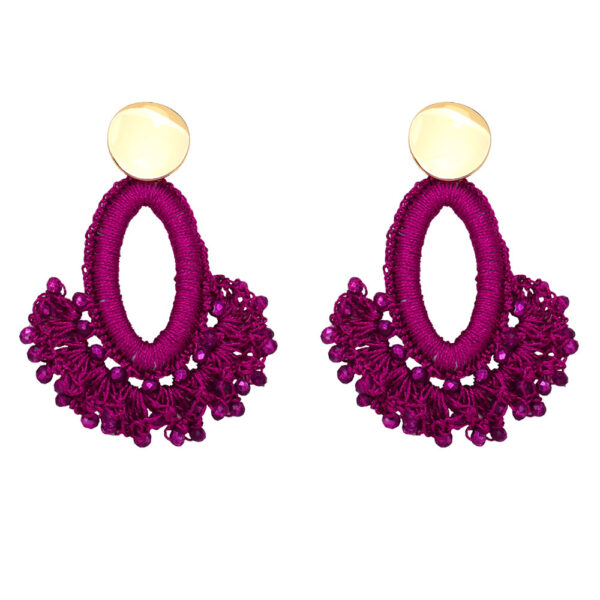 Wholesale Bohemian Scalloped Tassel Bead Ear Studs