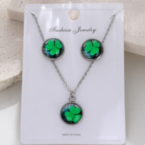 Wholesale St. Patrick's Day Lucky Shamrock Earrings Necklace Set