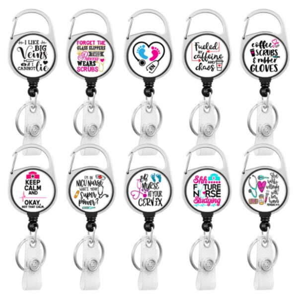 Wholesale Badge Reels ABS Doctor Nurse Carabiner Retractable Keychain