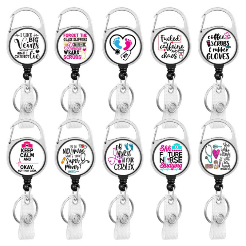 Wholesale Badge Reels ABS Doctor Nurse Carabiner Retractable Keychain
