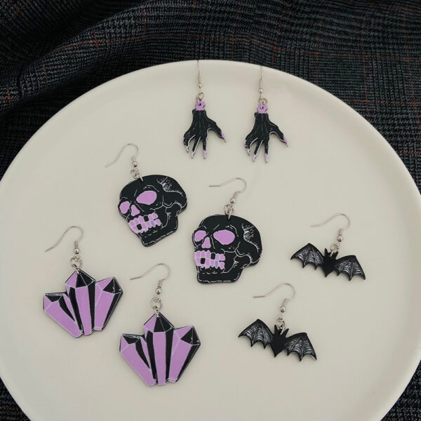 O1CN01DFjOmZ1ZtvBeSRIMU_3833523253-0-cib Wholesale Halloween series Bat Skeleton Acrylic Earrings