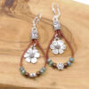 Wholesale Leather Cord Flower Alloy Earrings