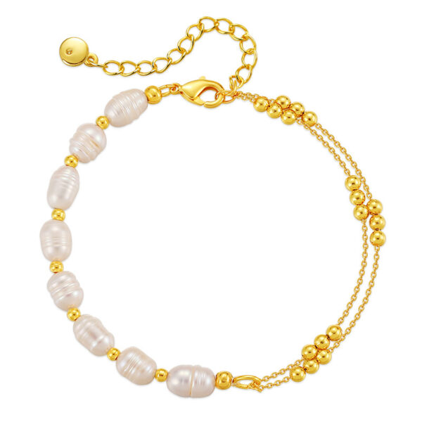 Wholesale Pearl Gold Plated Double Copper Bracelet