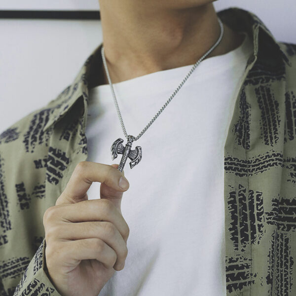 O1CN01DIwR0z21yK87bwUhH_2595027053-0-cib Wholesale Stainless Steel Pirate Double Ax Amulet Pendant Necklace