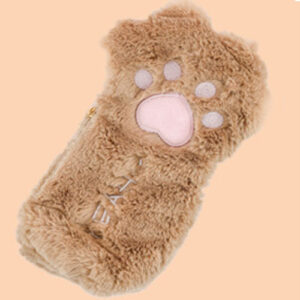 Plush cat claw pencil case (Brown)