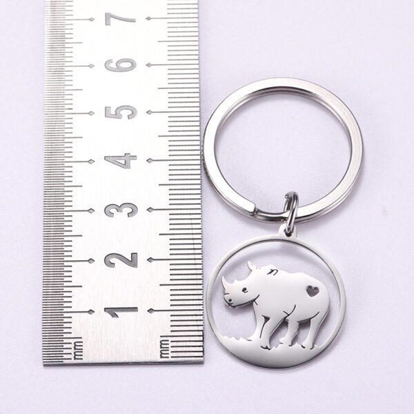 Wholesale Cartoon Simple Drawing Cute Ring Hollow Rhino Stainless Steel Keychain