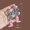 Wholesale Valentine's Day Cowboy Pink Hat Boots Disco Ball Acrylic Earrings