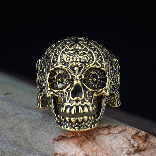 Wholesale Crystal Color Eyes Skull Open Adjustable Ring