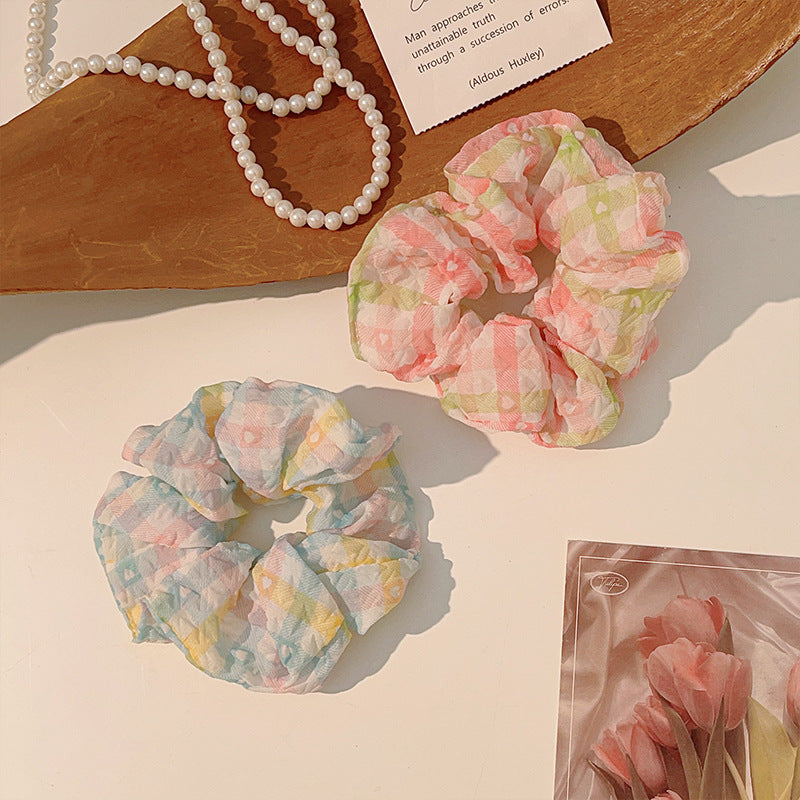 Wholesale Fabric Plaid Large Intestine Hair Tie