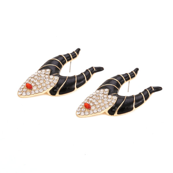 Wholesale Halloween Horn Witch Alloy Diamond Oil Dripping Earrings