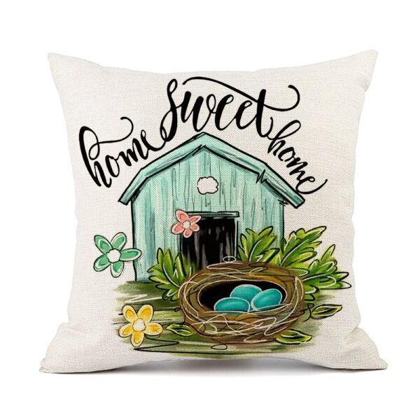 Wholesale Easter Truck Egg Bunny Print Linen Throw Pillow Cover