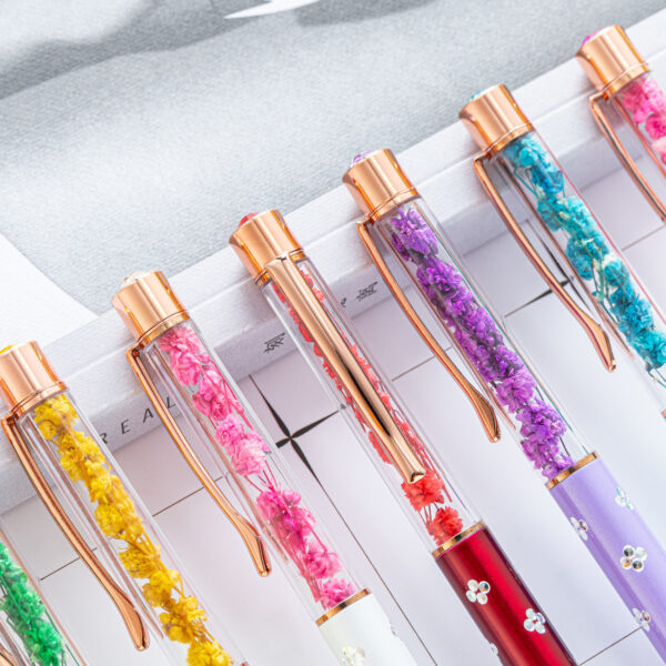 Wholesale Plastic Dry Flower Ballpoint Pen