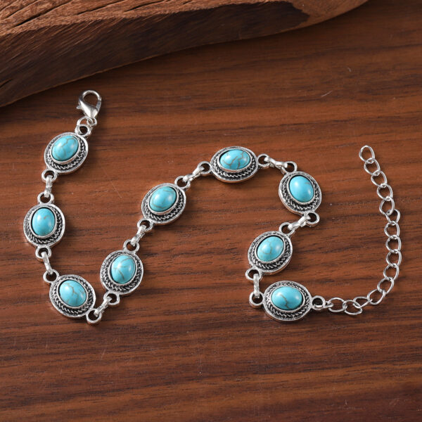 Wholesale Bohemian Retro Inlaid Turquoise High-end Simple and Versatile Ancient Style Bracelet
