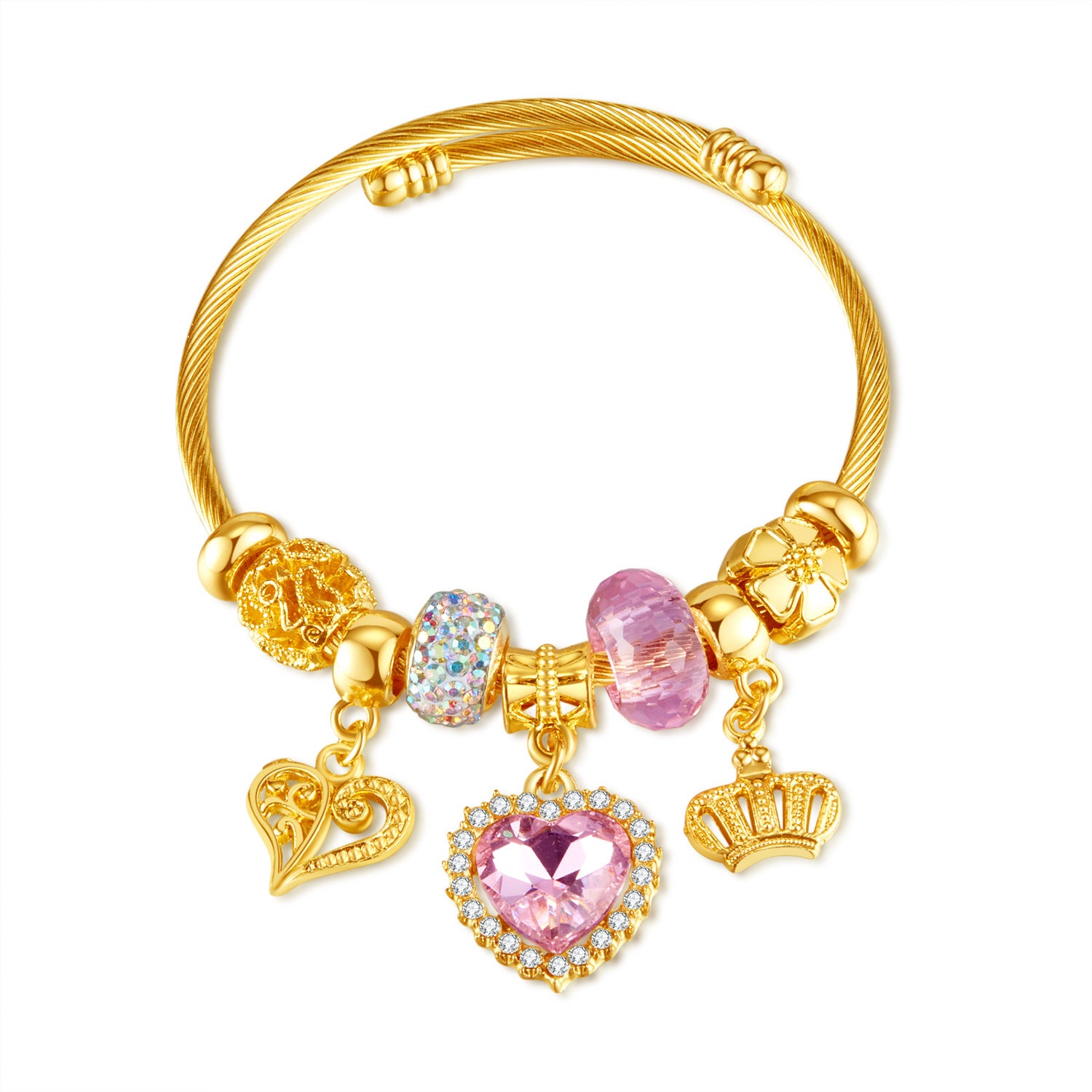 Wholesale Valentine's Day Crown Love Zircon Stainless Steel Bracelet