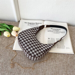 [Woolen Material] Houndstooth Brown