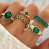 Wholesale Retro Niche High-end Style Ring Design Diamond Oval Ring Set