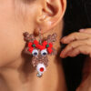 Wholesale Christmas Elk Earrings Sequin Bow Christmas Plastic Ear Hooks