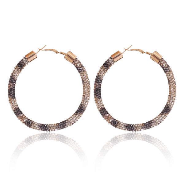 Wholesale Christmas Independence Day Gradient Color Broken Diamond Big Circle Earrings