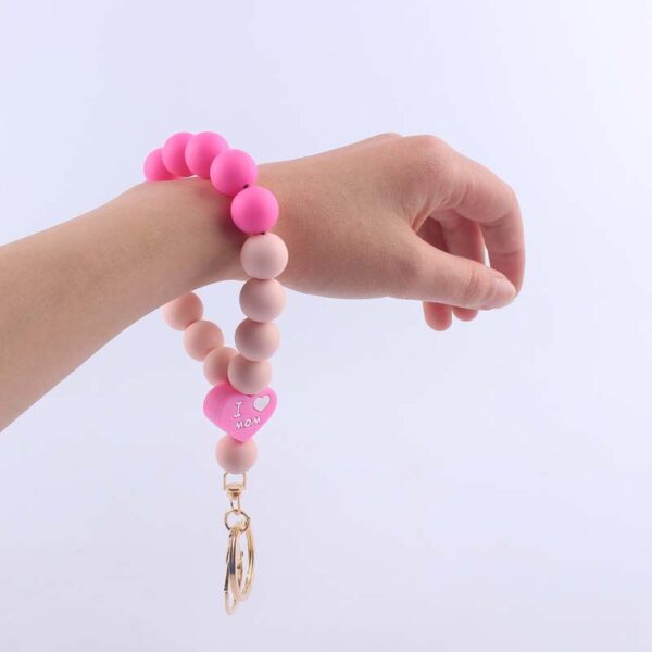 Wholesale DAD MOM Silicone Beaded Wrist Keychain