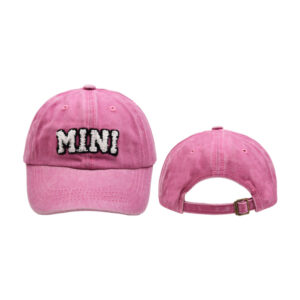 Pink mini-washed children's baseball cap / free size (Japanese buckle adjustable)