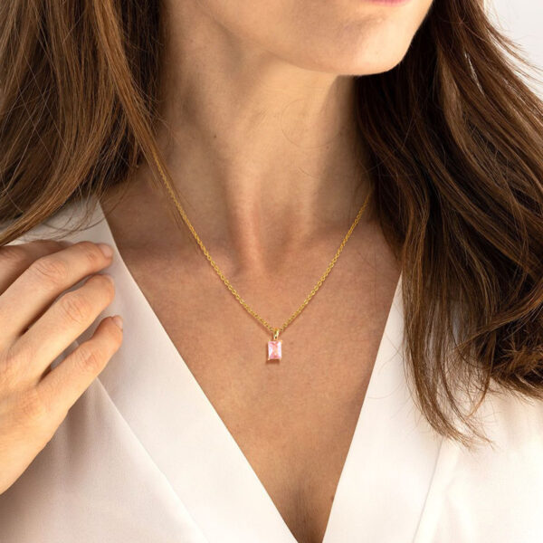 Wholesale Titanium Steel Square Zircon Necklace