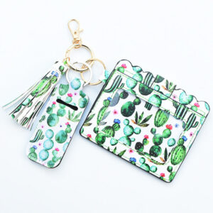 Wholesale Cactus Leopard Print Rose Flower Lipstick Set Card Holder Keychain
