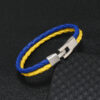 Wholesale Blue Yellow Color Block National Flag Color Woven Leather Bracelet