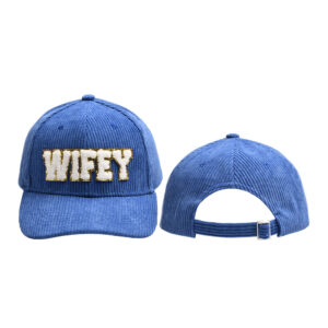 Royal blue-WIFEY corduroy baseball cap / Adjustable