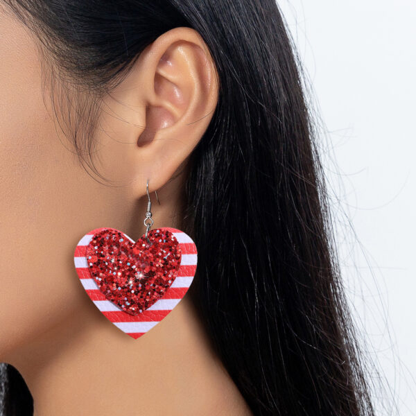O1CN01DXYlx81ftMQEvafzV_3172764064-0-cib Wholesale Valentine's Day Love Shaped Red and White Striped Sequins Glitter Leather Earrings