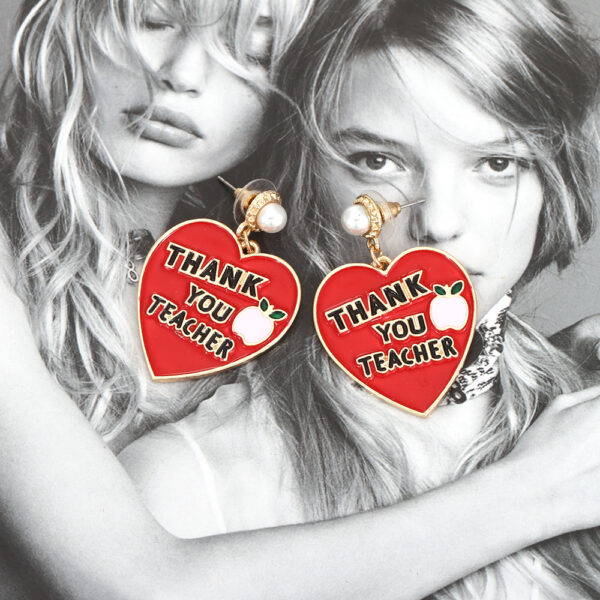 Wholesale Letter Enamel Heart Alloy Earrings