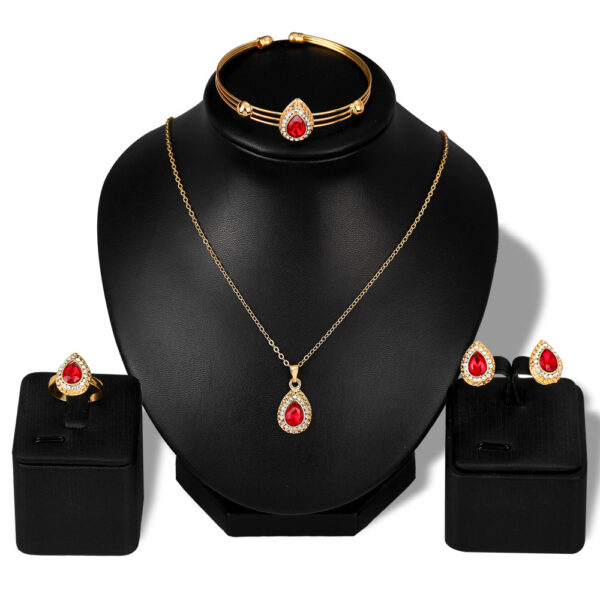 Wholesale Four Piece Set of Multi-color Droplet Alloy Jewelry