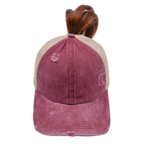Wine Red-ponytail cap / Free size