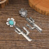 Wholesale Lotus Leaf Alloy Flower Desert Cactus Flower Turquoise Earrings