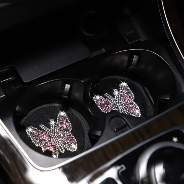 Wholesale Butterfly Diamond  PU Car Tea Coaster