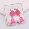 Wholesale Bow Pink Ribbon Women's Health Conscious Acrylic Earrings