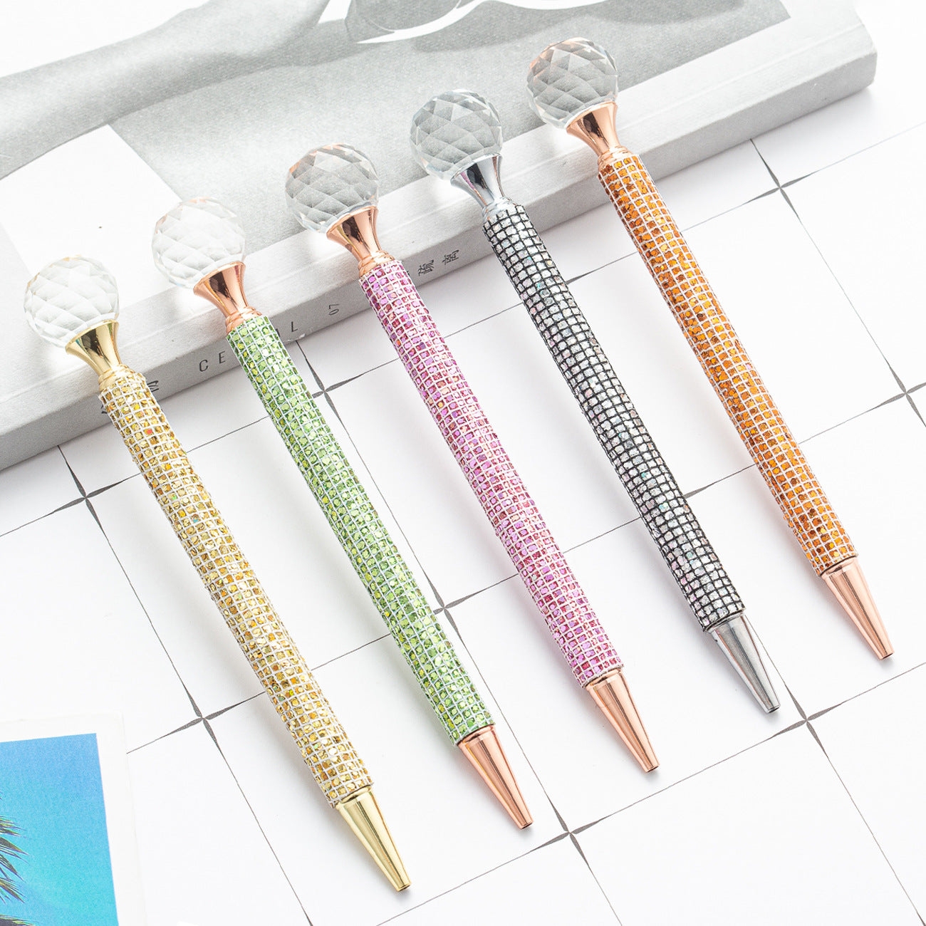 Wholesale Metal Round Diamond Sequin Ballint Pen