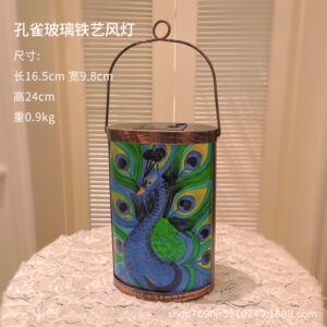 Peacock glass iron wind lamp