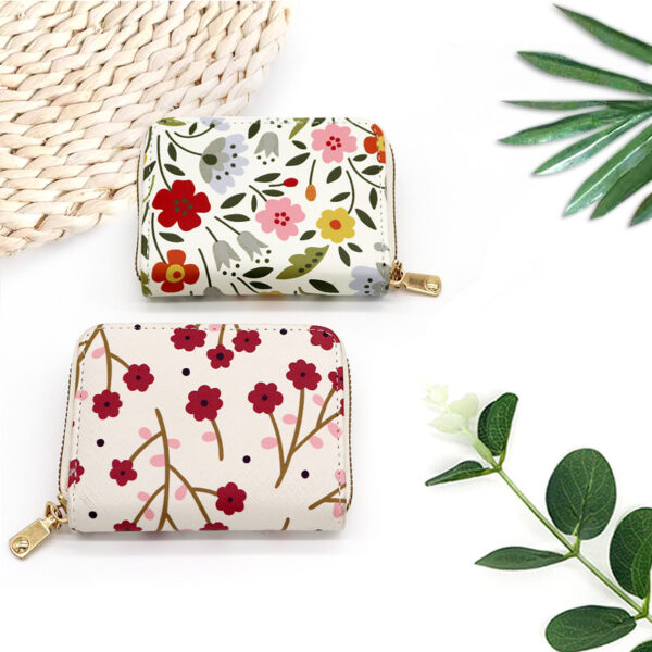 Wholesale Ultra-thin Small Floral Card Clip PU Wallet