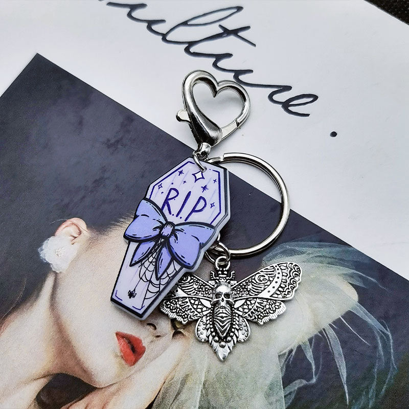 Wholesale Gothic Retro Style Skull Butterfly Coin Keychains