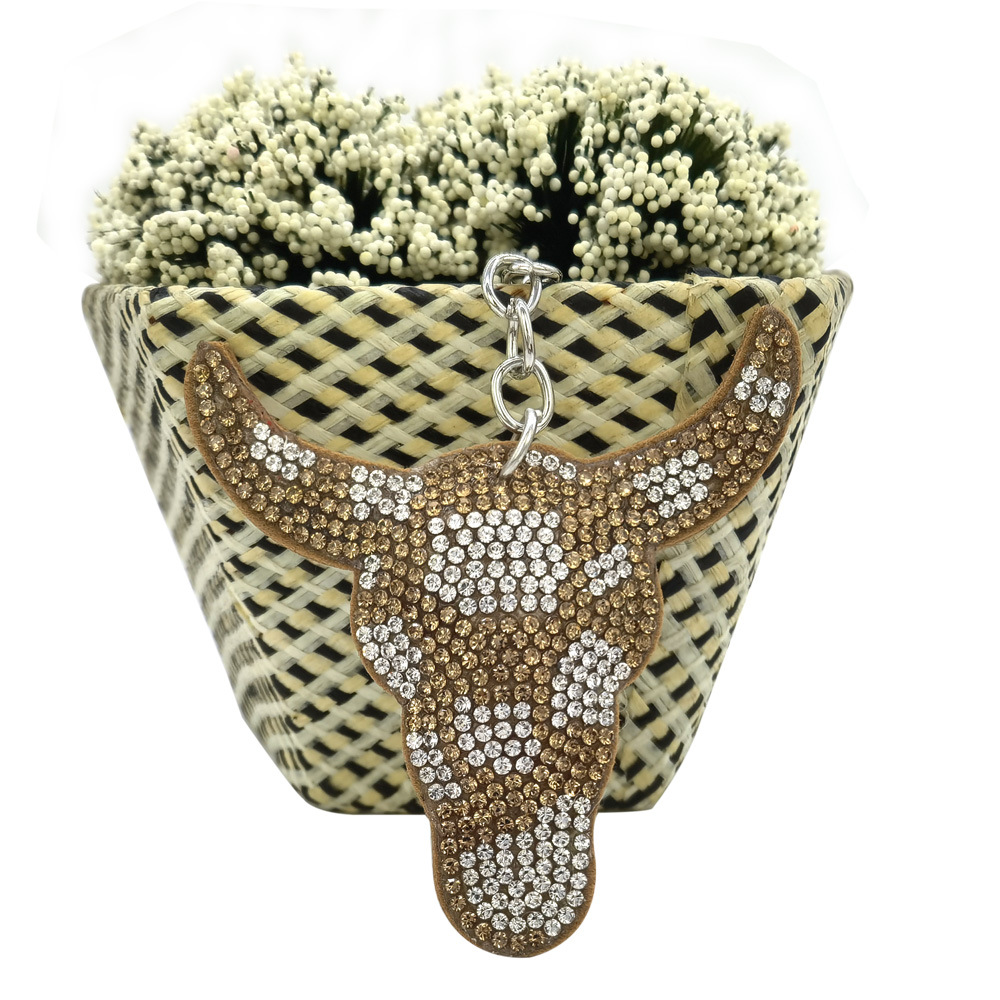 Wholesale Cartoon animal diamond studded bull keychain