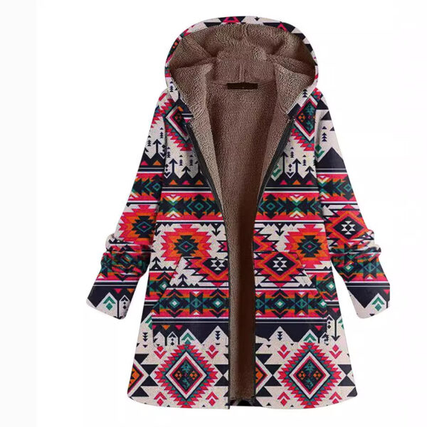 Wholesale Aztec Zipper Embroidered Vintage Warm Cotton Black Coat