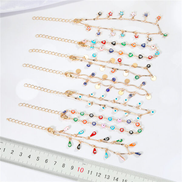 Wholesale Color Irregular Shape Peach Heart Round Drop Shape Alloy Anklets