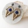 Wholesale Vintage Octagram Lapis Alloy Earrings