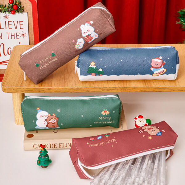 Wholesale PU Christmas Cartoon Pencil Bag