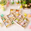 Wholesale Easter 4-grid Wooden Boxes with Wooden Dwarf Radish Pendant Decorations