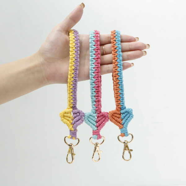 Wholesale Bohemian Hand Woven Cotton Rope Wristband with Keychain