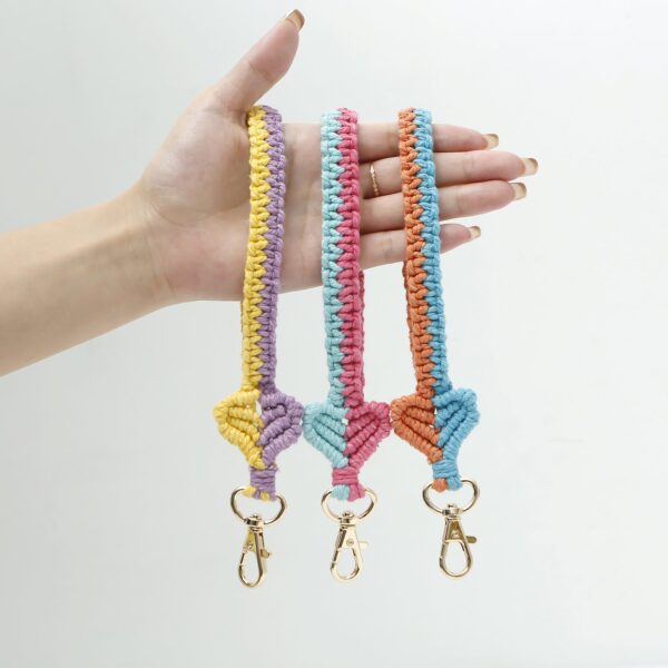 Wholesale Bohemian Hand Woven Cotton Rope Wristband with Keychain