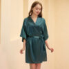 O1CN01DmQfmA22TvaLEZGWd__2214315317122-0-cib Wholesale Solid Color Glossy Short Cardigan Nightgown Bathrobe